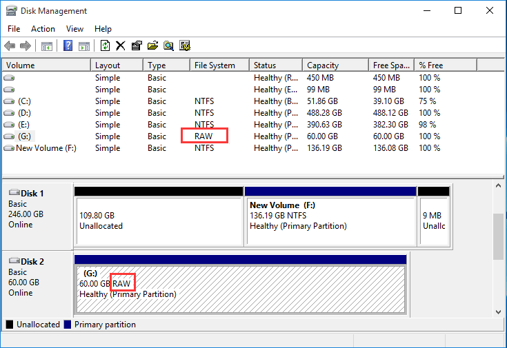 Convert Is Not Available for Raw Drives