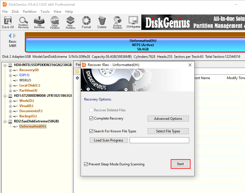 RAW partition recovery