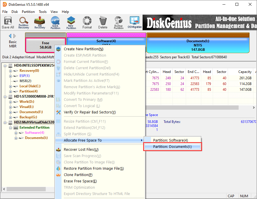 change partition size