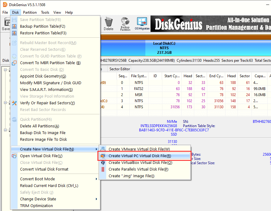 Convert Physical Disk to VHD