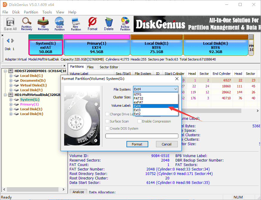 format EXT4/3/2 in Windows 