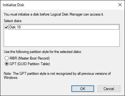 You need to format the disk in drive before you can use it