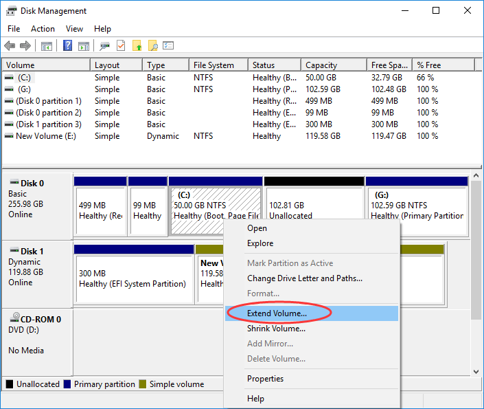 Merge unallocated space