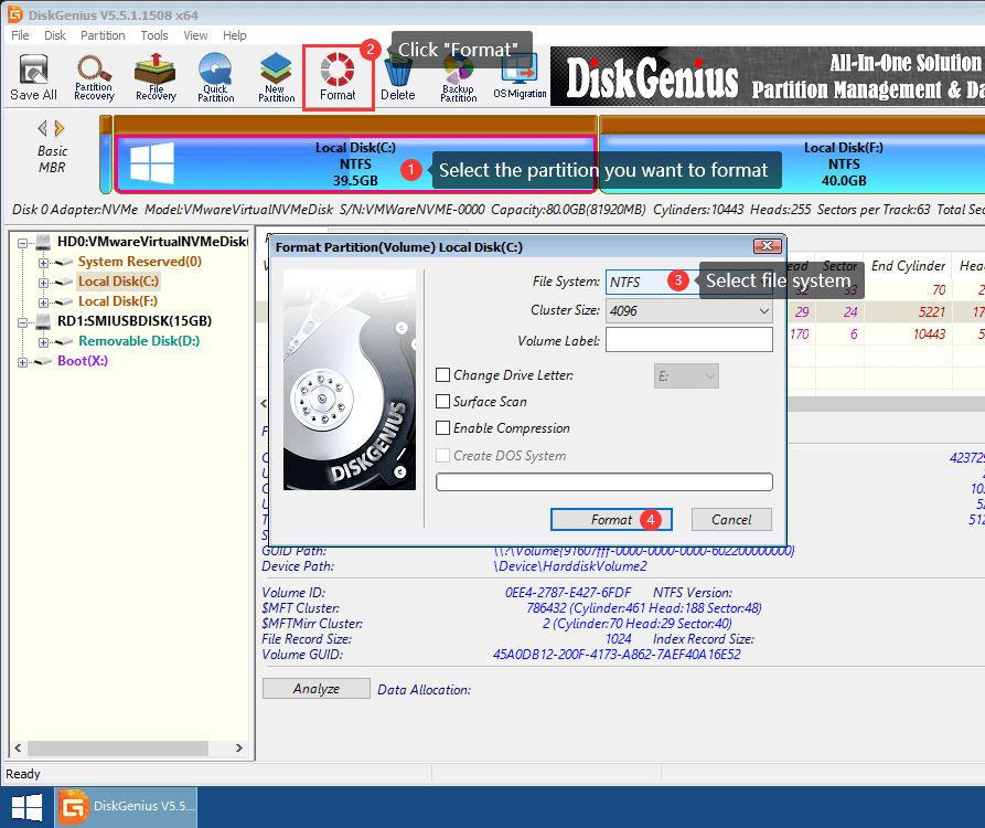 Windows cannot format the system partition on this disk