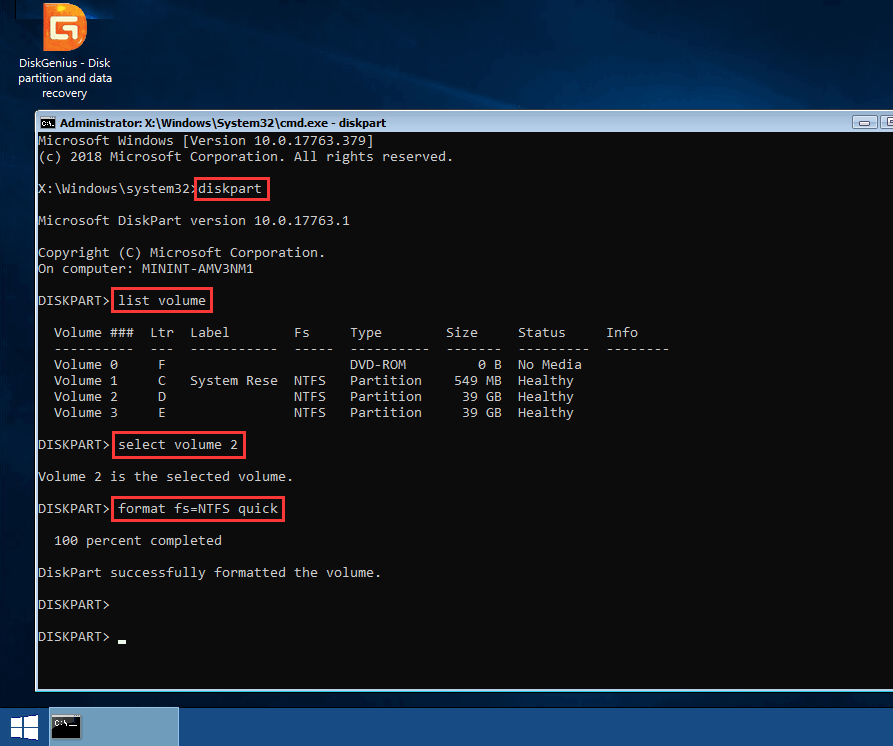 format only c drive windows 10