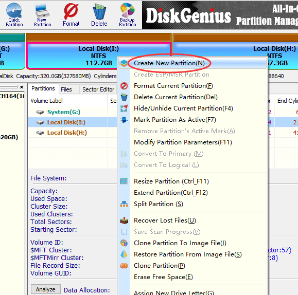 Create Partition on External Hard Drive