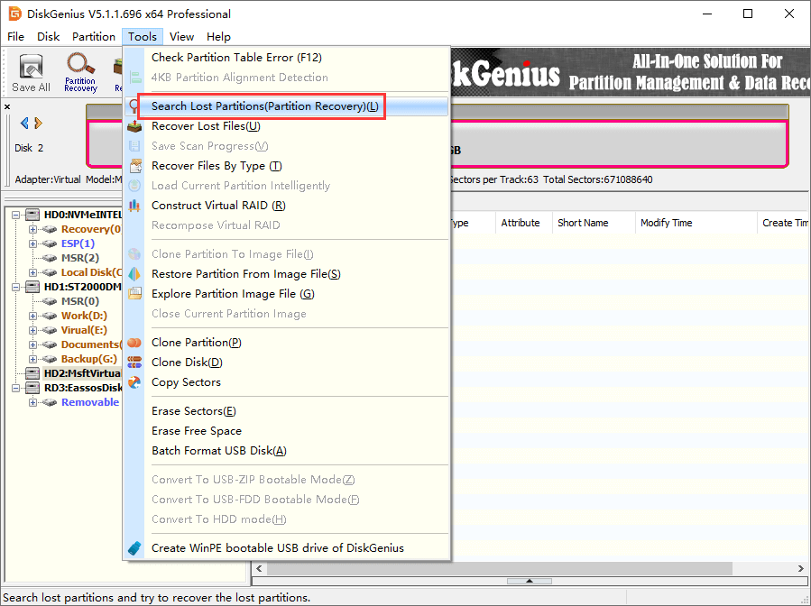 SSD partition recovery