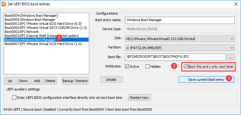 manage EFI/UEFI boot options from Windows