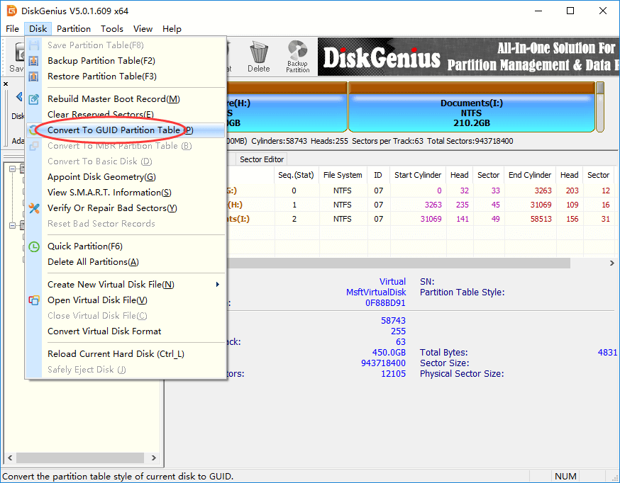 convert MBR to GPT