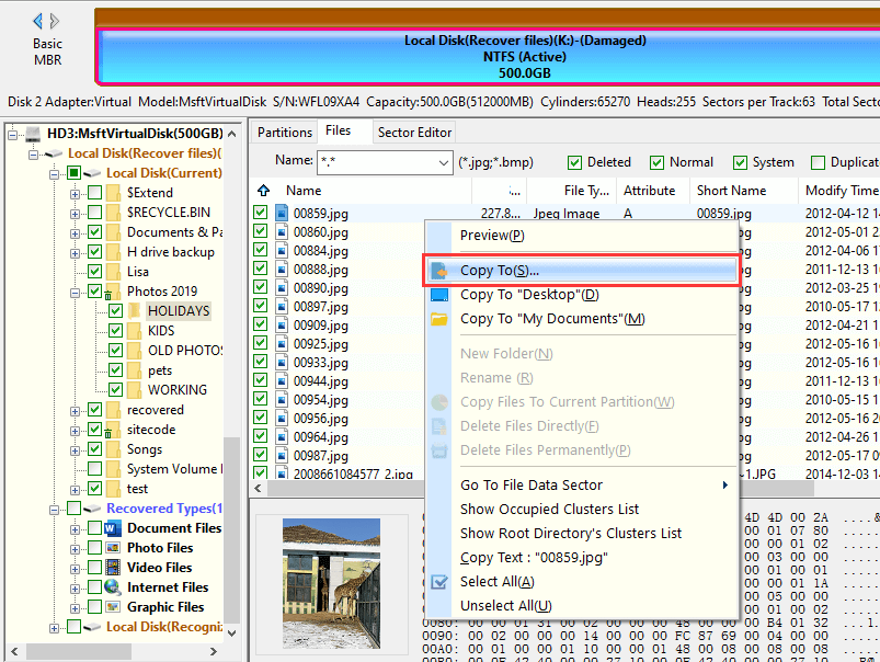 recover data from RAW partition