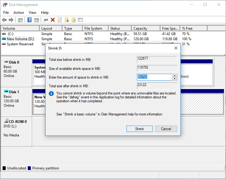 resize NTFS partition