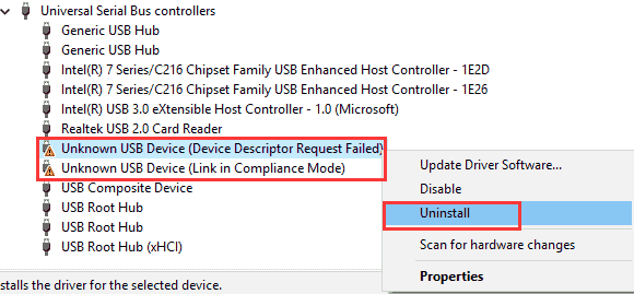 Fixed: Unknown Device (Device Descriptor Request in Win10