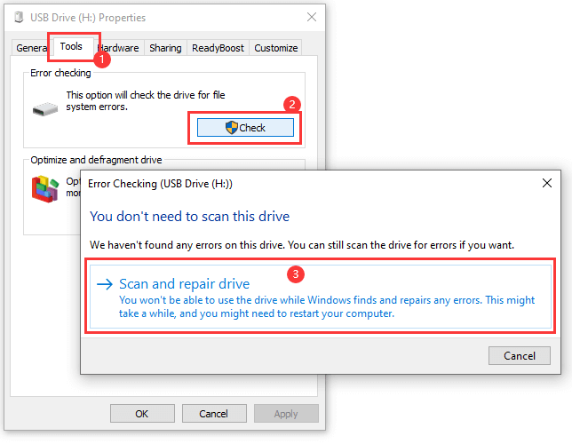 Restart to Repair Drive Errors