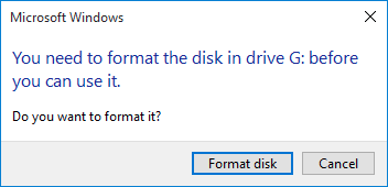 the disk is not formatted