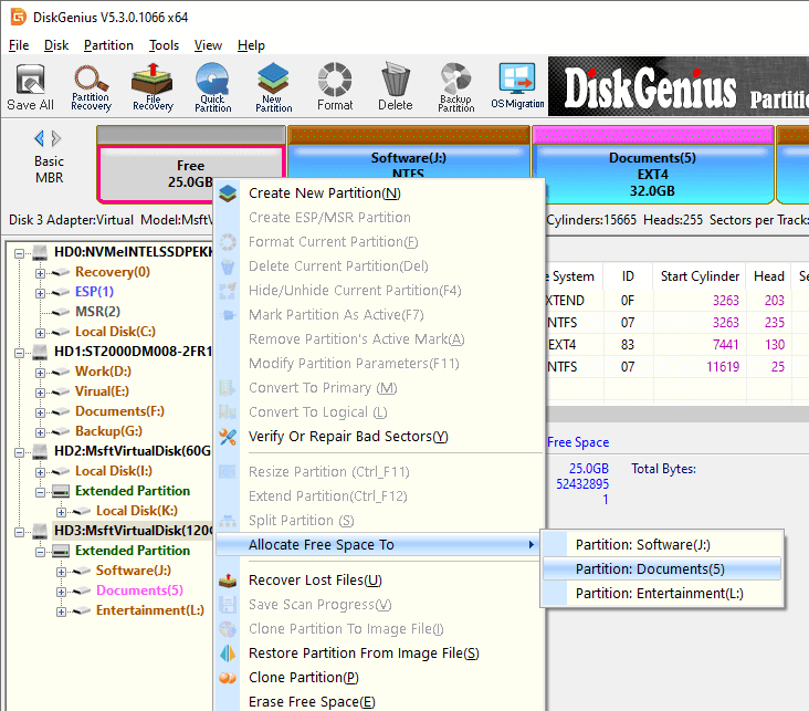 Merge unallocated space