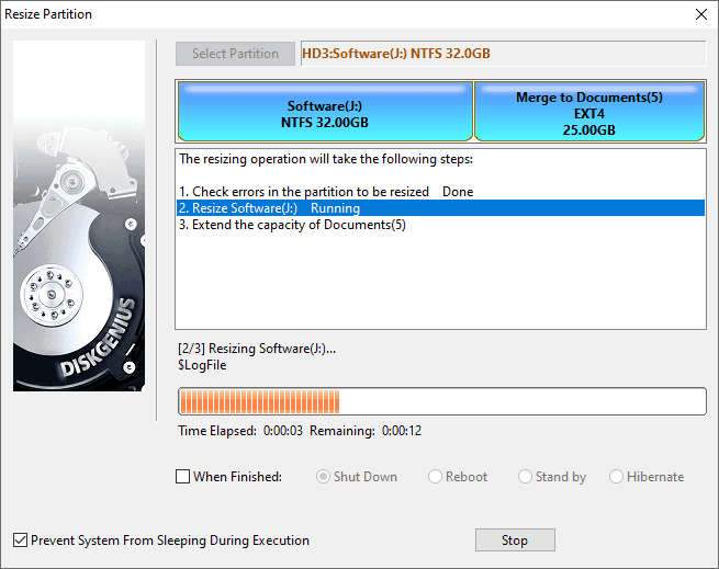 Merge unallocated space