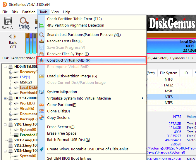 Construct Virtual RAID