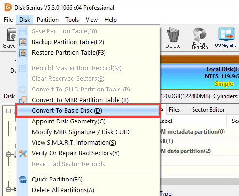 Convert Dynamic Disk to Basic Disk