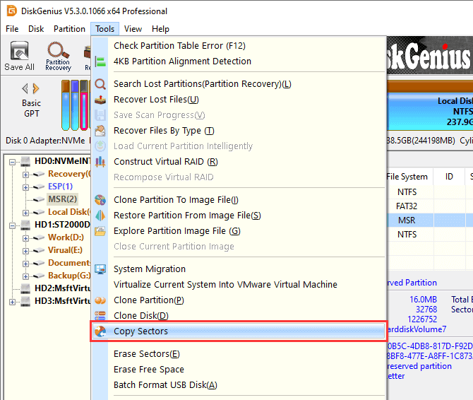 Copy Sectors