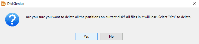 delete all partitions