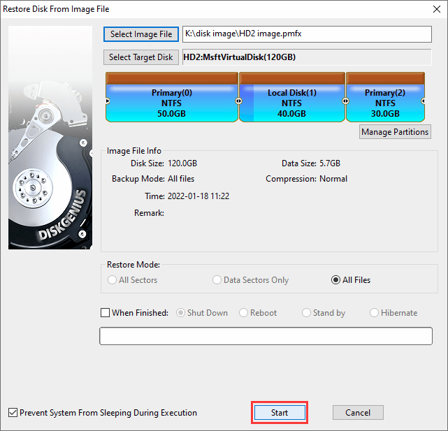 Restore Disk From Image File