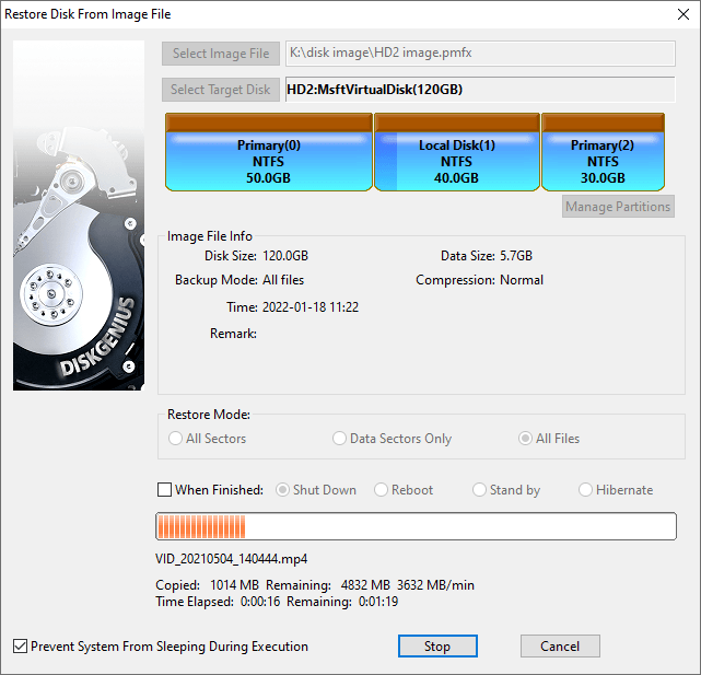 restore hard drive from image file