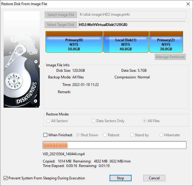 backup hard drive into an image file