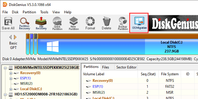 Transfer Windows 10 from HDD to SSD