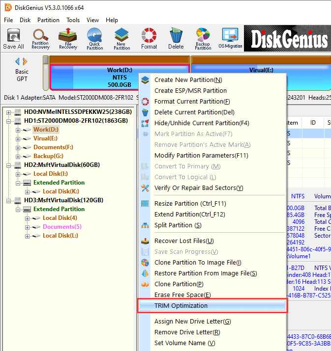 TRIM Optimization - DiskGenius